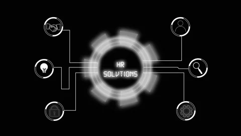 Advanced HR solutions graphics map corporate employee management networks. .. Stock Footage 337817451