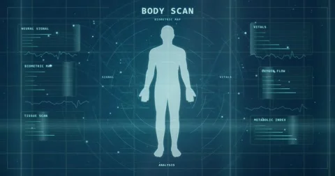 Advanced Human Body Scan Data Display Stock Footage 335552110