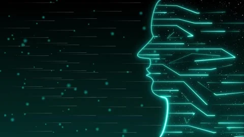 Advanced human profile visualizes deep machine learning solutions. High tec.. Stock Footage 337370439
