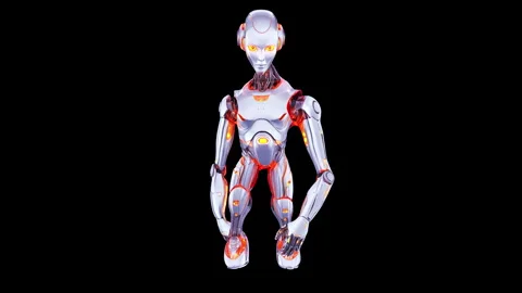 Advanced Humanoid Robot with Futuristic Design in Isolated Studio Display Stock Footage 339053981