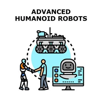 Advanced humanoid robots concept developing artificial intelligence 스톡 일러스트