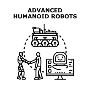 Advanced humanoid robots concept developing artificial intelligence Stock Illustration