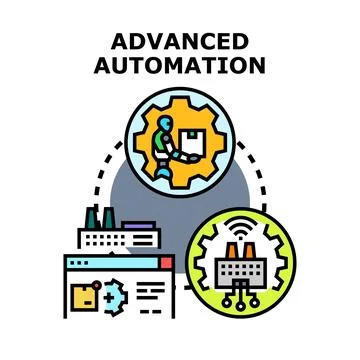 Advanced industrial automation process integrating technology and robotics Stock Illustration