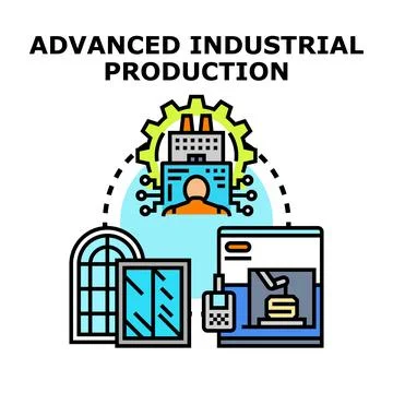 Advanced industrial production system developing modern manufacturing techn.. Stock Illustration