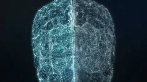 Advanced Information Database Network Creates Holographic Brain On Background Stock Footage 305948135