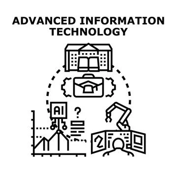 Advanced information technology developing computer processes vector concept Stock Illustration