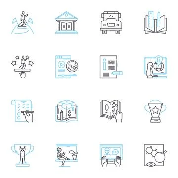 Advanced instruction linear icons set. Critical thinking, Creativity, Innovation Stock Illustration