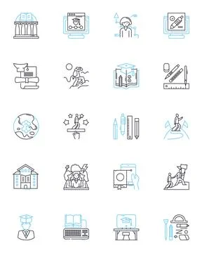 Advanced instruction linear icons set. Critical thinking, Creativity, Innovation Stock Illustration