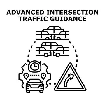 Advanced intersection traffic guidance system optimizing urban mobility Stock Illustration