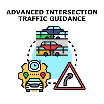 Advanced intersection traffic guidance system optimizing urban mobility Stock Illustration