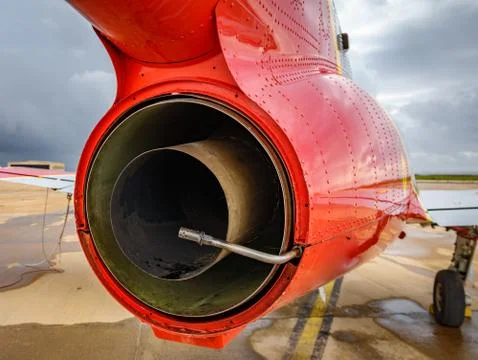 Advanced jet trainer CASA C-101 Aviojet engine rear perspective view Stock Photos