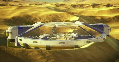 Advanced laboratory facility designed for desert research and experimentation Stock Illustration