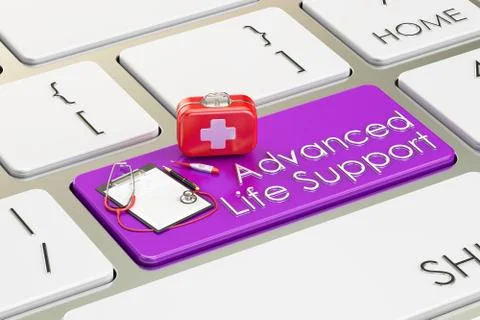 Advanced Life Support key on keyboard, 3D rendering Stockillustratie
