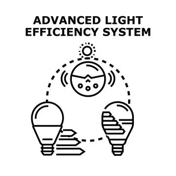 Advanced light efficiency system for energy saving concept Stock Illustration