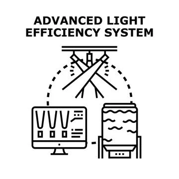 Advanced light efficiency system optimizing plant growth hydroponics Stock Illustration