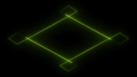 Advanced lime neon tech background featuring interconnected glowing diamond.. Видео 337835245