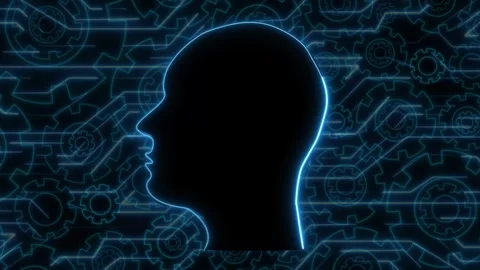 Advanced machine learning projects loop creative neon intelligence emblems .. Stock Footage 340528308
