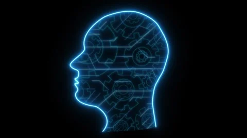 Advanced machine learning projects loop creative neon intelligence emblems .. Stock Footage 340528316