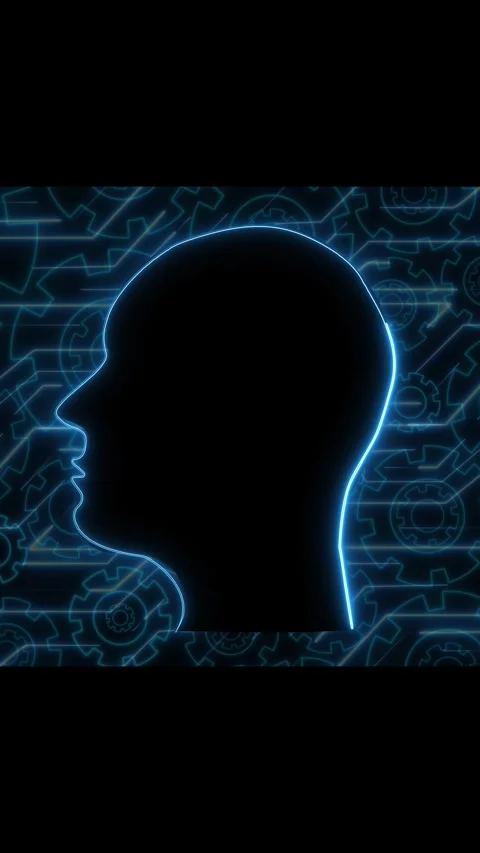 Advanced machine learning projects loop creative neon intelligence emblems .. Stock Footage 345962253