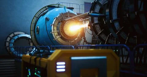 Advanced machinery in a high tech laboratory with glowing energy Stock Illustration