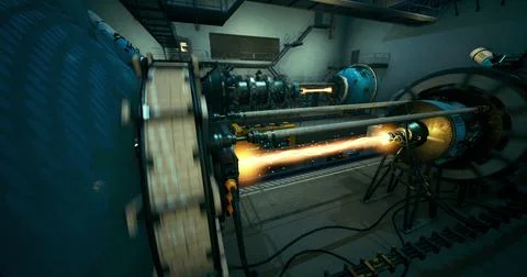Advanced machinery operates in a research facility during a project Stock Illustration