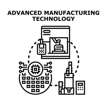 Advanced manufacturing technology transforming industrial production processe Stock Illustration
