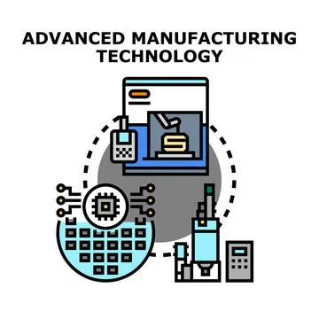 Advanced manufacturing technology transforming industrial production processe Stock Illustration