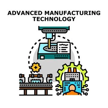 Advanced manufacturing technology transforming industrial production process Stock Illustration
