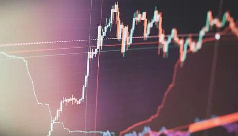 Advanced market visualization: real-time financial charts and stock trading.. Stock Photos