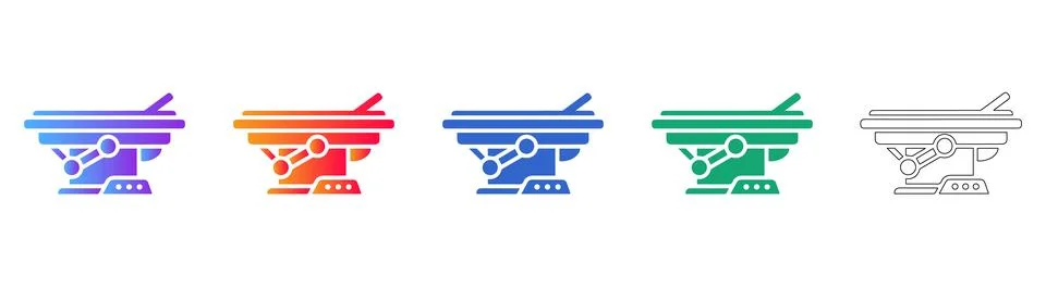 Advanced Medical Operating Table Vector Icon Set Stock Illustration