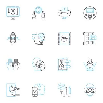 Advanced methods linear icons set. Optimization, Algorithm, Modeling, Simulation 库存插图