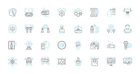 Advanced methods linear icons set. Optimization, Algorithm, Modeling, Simulation 库存插图