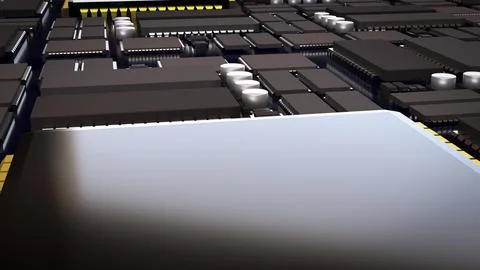 Advanced Microchip and Integrated Circuit Technology Background 3d render. Stock Illustration