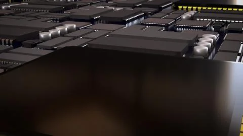 Advanced Microchip and Integrated Circuit Technology Background 3d render. Stock Illustration