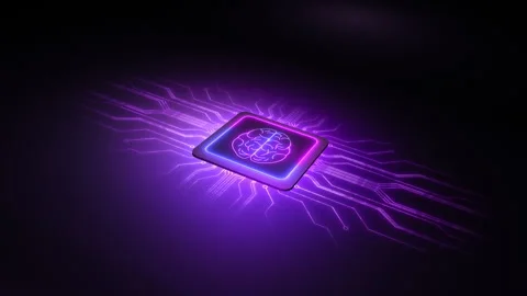 Advanced microprocessor on circuit board, Artificial intelligence brain Stock Footage 280092953