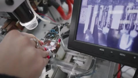 Advanced microscopic cable production technology and inspection process Stockbeeldmateriaal 331891573