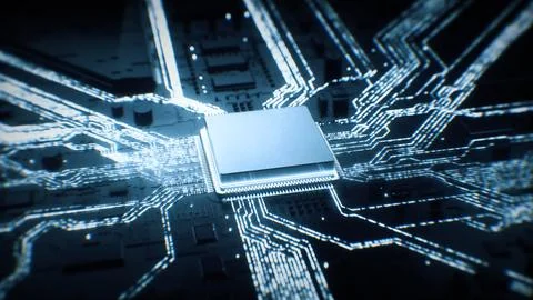 Advanced Mobile Microprocessor Chip Connecting Stock Illustration