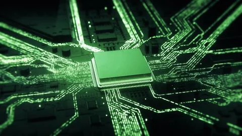 Advanced Mobile Microprocessor Chip Connecting Stock Illustration