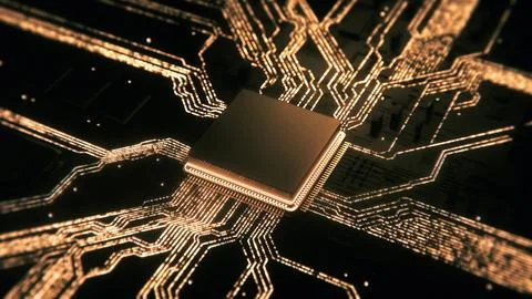 Advanced Mobile Microprocessor Chip Connecting Stock Illustration