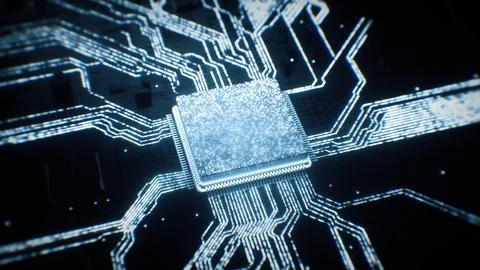 Advanced Mobile Microprocessor Chip Connecting Stock Illustration