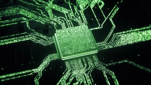 Advanced Mobile Microprocessor Chip Connecting Stock Illustration