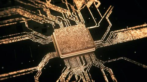 Advanced Mobile Microprocessor Chip Connecting Stock Illustration