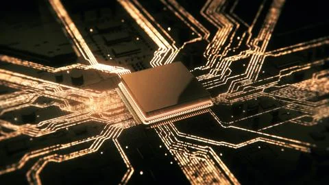 Advanced Mobile Microprocessor Chip Connecting Stock Illustration