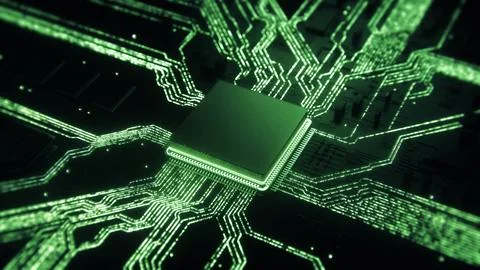 Advanced Mobile Microprocessor Chip Connecting Stock Illustration