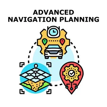 Advanced navigation planning concept selecting best route Stock Illustration