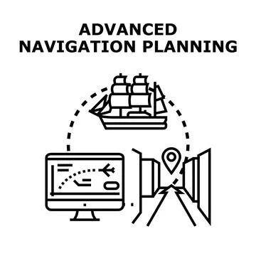 Advanced navigation planning concept showing route optimization Stock Illustration