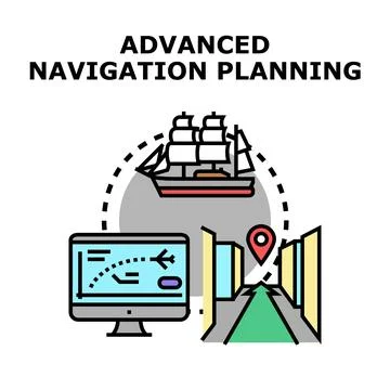 Advanced navigation planning concept showing route optimization Stock Illustration
