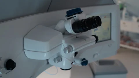 Advanced Ophthalmic Microscope with Integrated Display Stock Footage 310244233