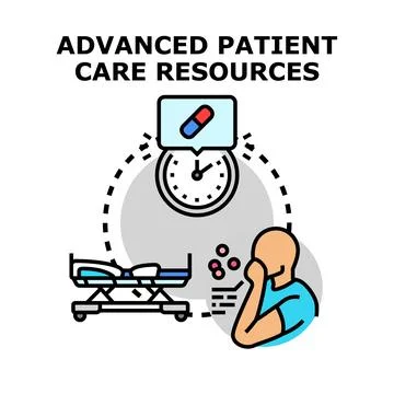 Advanced patient care resources managing medical treatment Stock Illustration