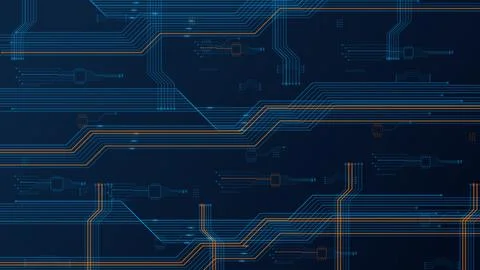Advanced PCB Motherboard Architecture with Multi-Chip Modules in Cyan and A.. Иллюстрация